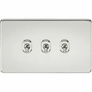 Knightsbridge 10AX 3G 2-Way Toggle Switch - Polished Chrome