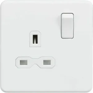 Knightsbridge 13A 1G DP Switched Socket - Matt White with White Insert