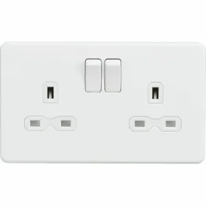 Knightsbridge 13A 2G DP Switched Socket with Twin Earths - Matt White with White Insert