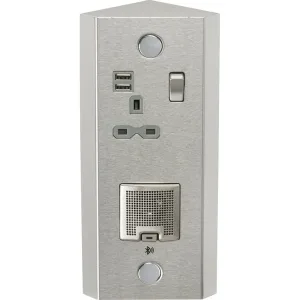 13A 1G Vertical Switched Socket With Dual USB Charger (2.4A) And 3W RMS Bluetooth Speaker