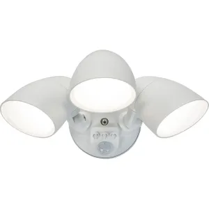 110-230V IP65 Triple Head White 30W Security Floodlight With PIR, Sensor, CCT And Manual Override