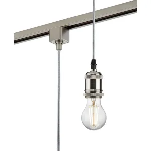 Knightsbridge 230V 1.8M E27 Vintage Track Pendant - Brushed Chrome