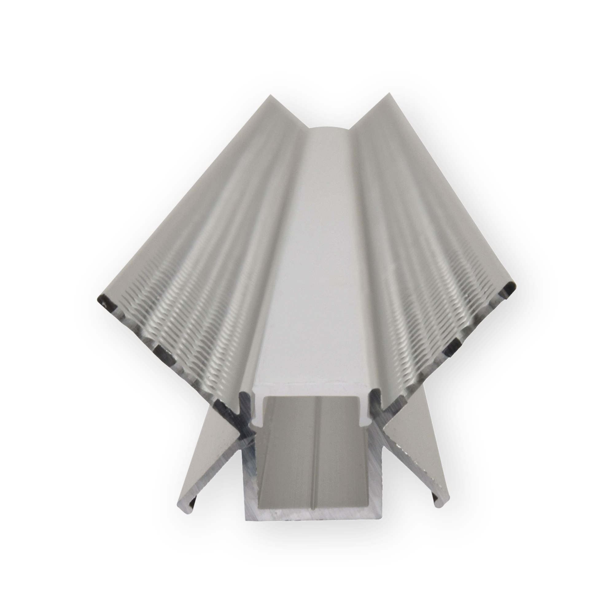 aluminium-led-profile-internal-corner-plaster-in-2m-end-view Aluminium internal-corner plaster-in LED tape profile with diffuser, angled perforated wings and visible end channel