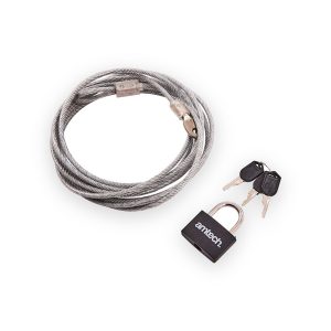 Amtech 300cm (120") x 4mm security cable with padlock