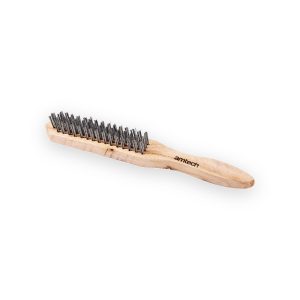 Amtech 4 Row wire brush with wooden handle
