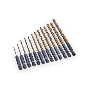 Amtech 6.25mm (1/4") Titanium coated high speed steel (HSS) drill bit set – 13 Piece