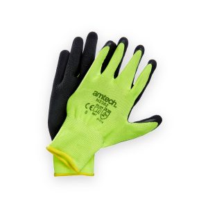 Amtech Medium (Size 8) Hi-Vis latex coated gloves