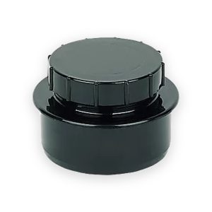 Aquaflow 110mm Push Fit Soil Access Plug with Screw Cap Black