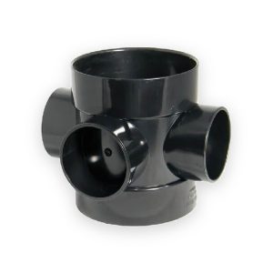 Aquaflow 110mm Push Fit Soil Short Boss Pipe Connector 63mm Open Black