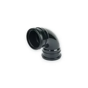 Black pushfit double socket pipe bend with ribbed socket collars