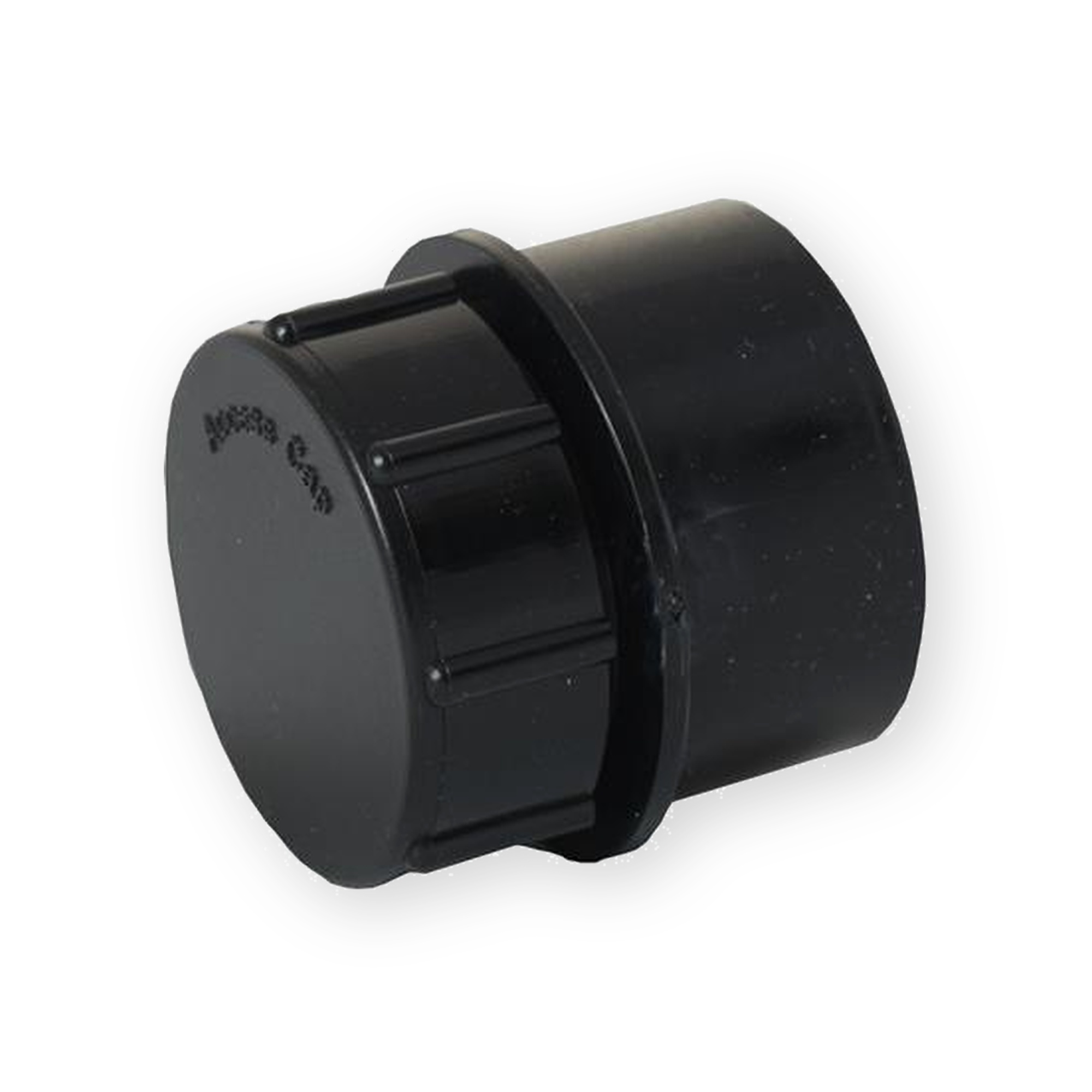 aquaflow-32mm-access-plug-black Black Aquaflow 32mm solvent-weld access plug showing ribbed removable cap