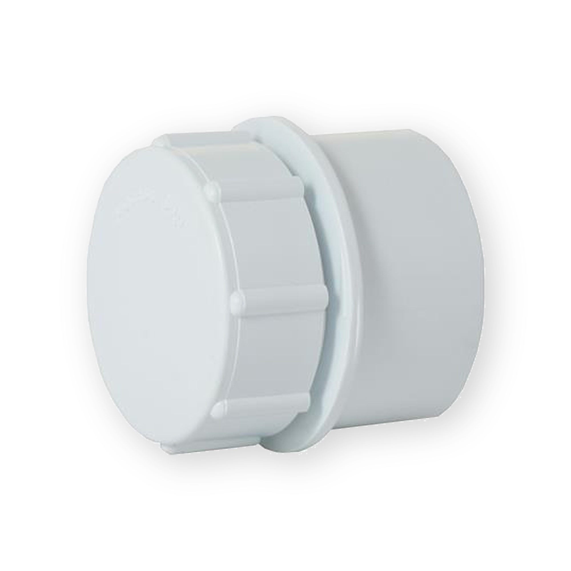 aquaflow-32mm-access-plug-white White Aquaflow 32mm solvent-weld access plug showing ribbed removable cap