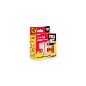 The Big Cheese Quick Click mouse trap twinpack in red and yellow retail packaging