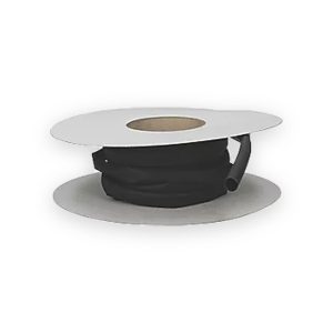 Reel of black heat-shrink tubing with cardboard flanges