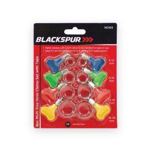 Blackspur Multi Size Hose Clamp Set with Taps – 8 Piece