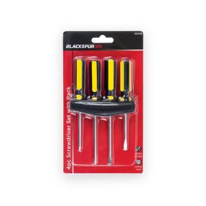 Blackspur Screwdriver Set +Rack 4s – 4 Piece