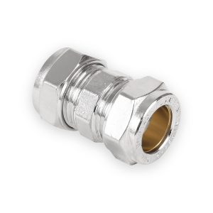 Compression Straight Coupler Chrome Plated 15mm
