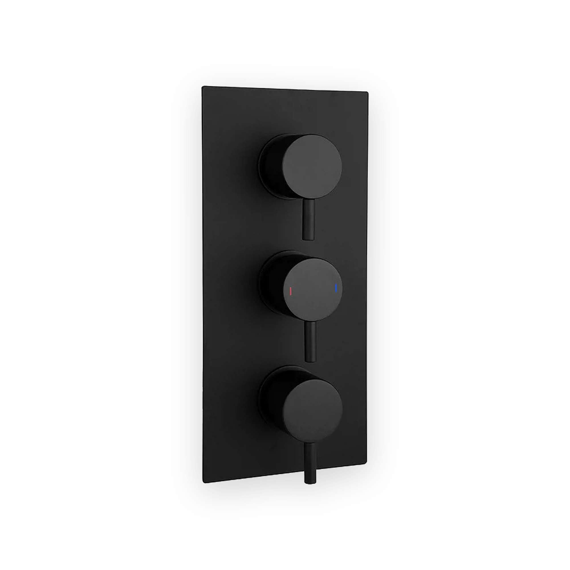 concealed-thermostatic-shower-mixer-valve-with-diverter-round-style-tap-triple-outlet-with-3-handles-matt-black-tashtv3-mb Concealed Thermostatic Shower Mixer Valve With Diverter, Round Style Tap, Triple Outlet With 3 Handles, Matt Black
