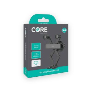 Core essentials gravity phone mount retail box showing an air vent phone holder
