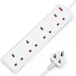 EXT 1021 Pifco 4 Way 3Pin Plug 13A 250V Extension Lead With 2 Metre Cable, White
