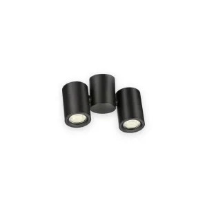 Dee Twin Surface Adjustable Round Spotlight Black with illuminated optics