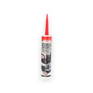 Dekton DT95628 black kitchen and bathroom sealant cartridge with red nozzle