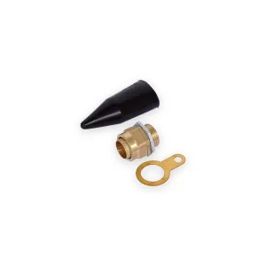 Deligo G20CKW 20mm small BW indoor armoured cable gland kit with black shroud and brass earth tag