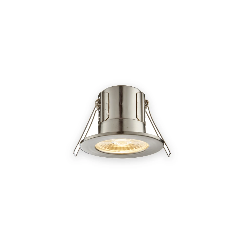 Satin metal ShieldECO recessed downlight with warm illuminated optic and spring clips Satin metal ShieldECO recessed downlight with warm illuminated optic and spring clips