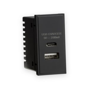 Dual USB Charger (3.1A) Module 25 x 50mm - Black