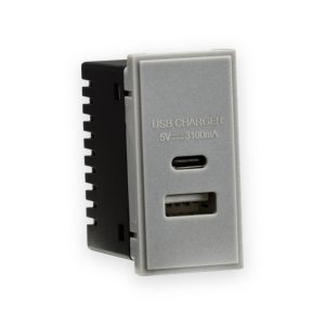 Dual USB Charger (3.1A) Module 25 x 50mm - Grey