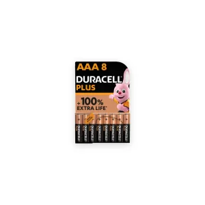 Duracell Plus AAA batteries pack of8 in black and copper retail packaging