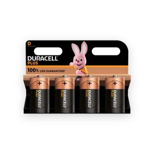 Duracell Plus Power Alkaline Batteries D – Pack of 4