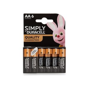 Duracell Simply Duracell Alkaline Batteries AA – Pack of 6