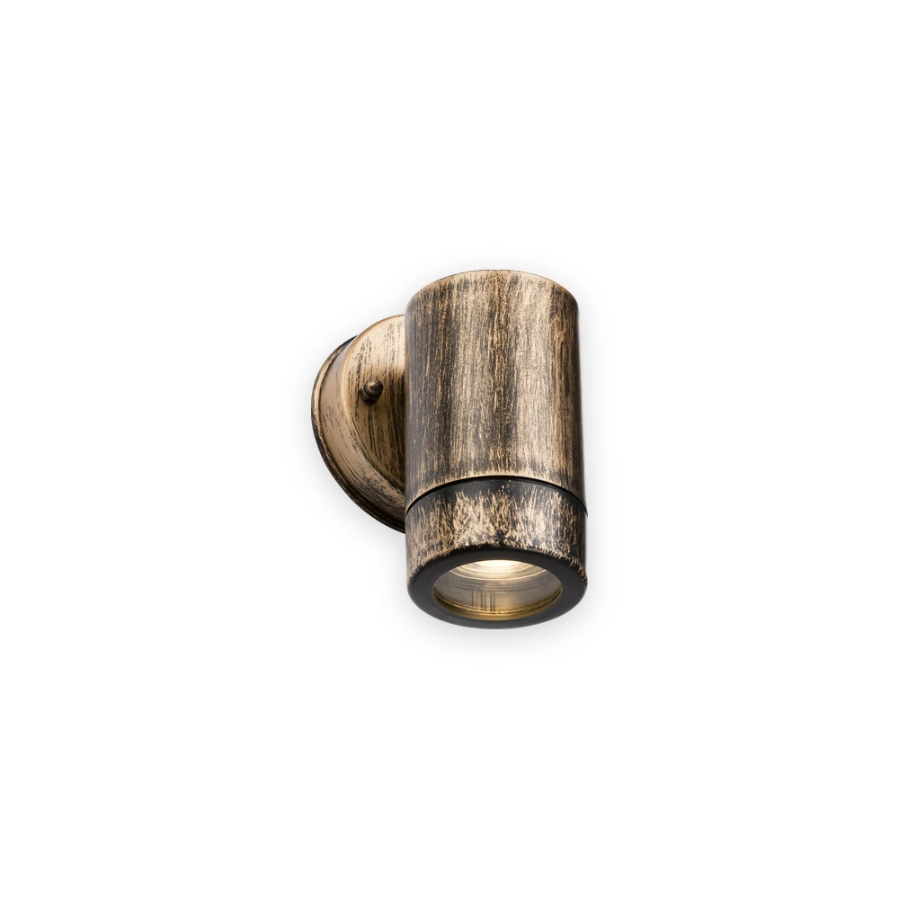 EAMON - 230V IP54 GU10 Polycarbonate Single Wall Light - Brushed Brass EAMON - 230V IP54 GU10 Polycarbonate Single Wall Light - Brushed Brass