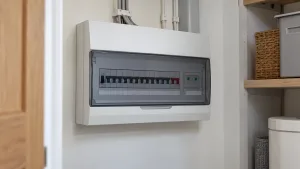 Illustration of a closed consumer unit in a modern utility space