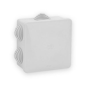 Enclosure Stepped Gland with 6 Entries in Moulded White 80mm x 80mm x 40mm with Snap-on Lid