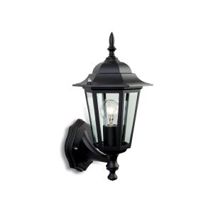 Firstlight Lighting 1 Light Outdoor 6 Panel Lantern - Up light Black IP43