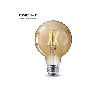 G95 in Amber Glass-8W 900Lm (of 6500K) 2700-6000K CCT & Dimmable E27