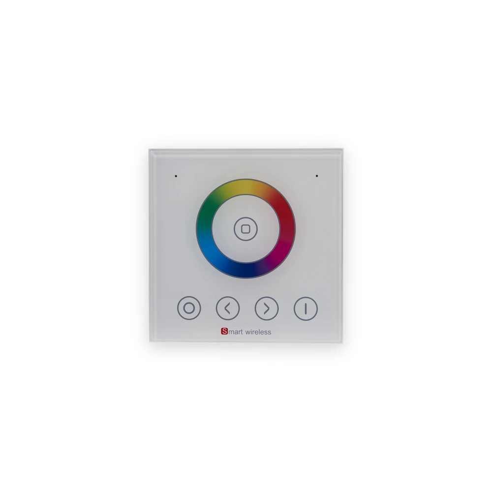 RGB touch faceplate with colour wheel and four control symbols RGB touch faceplate with colour wheel and four control symbols