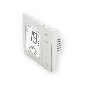 JG Aura JGSTAT2W white 230V programmable thermostat with digital display and rear vents