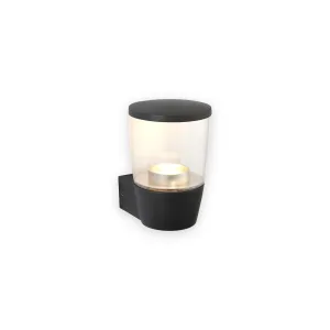 Canillo wall light with clear cylindrical cover and dark base