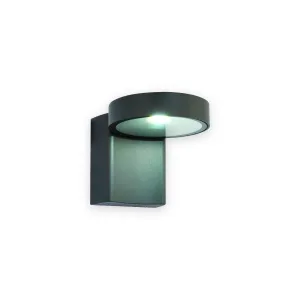 Oreti dark wall light with circular downward facing LED head
