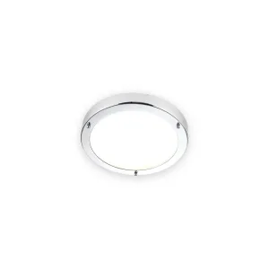 Portico LED chrome round fitting with white diffuser and three fixing nuts