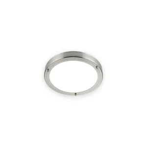 Portico LED satin nickel round fitting with white diffuser and three fixing nuts