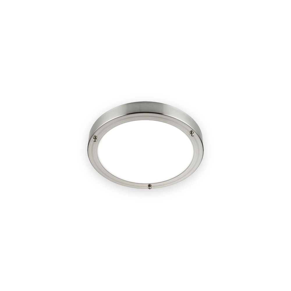 Portico LED satin nickel round fitting with white diffuser and three fixing nuts Portico LED satin nickel round fitting with white diffuser and three fixing nuts