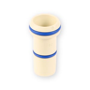 JG Speedfit Superseal pipe insert upright view showing cream body and two blue O-ring seals