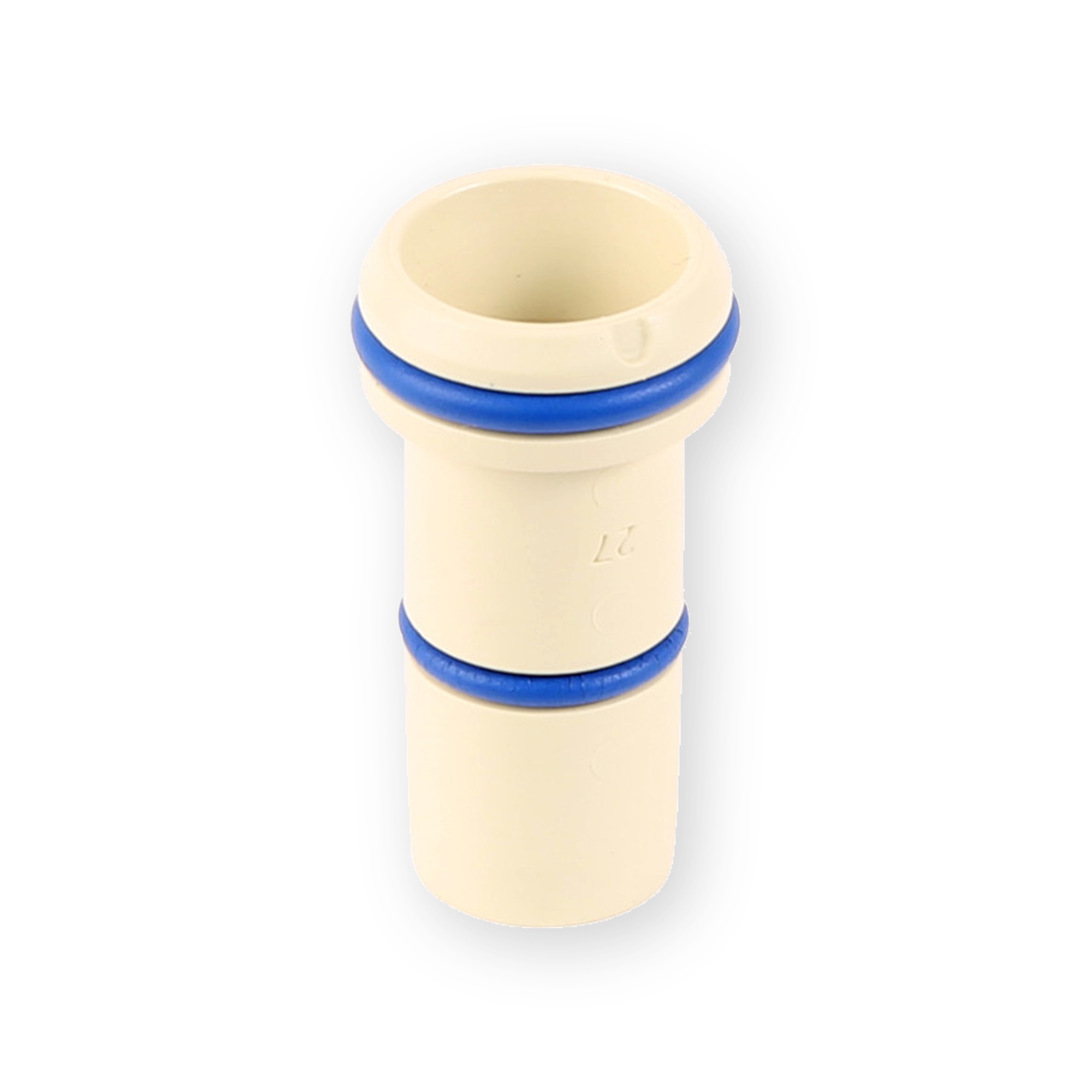 jg-speedfit-superseal-pipe-insert-upright JG Speedfit Superseal pipe insert upright view showing cream body and two blue O-ring seals
