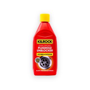 Kilrock Kitchen and Outdoor Plughole Unblocker 500ml, red bottle with yellow cap