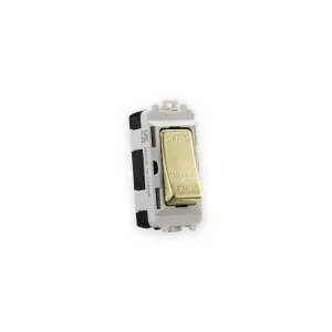 Knightsbridge 10A Fan Isolator Module - Brushed Brass shown in mounting frame