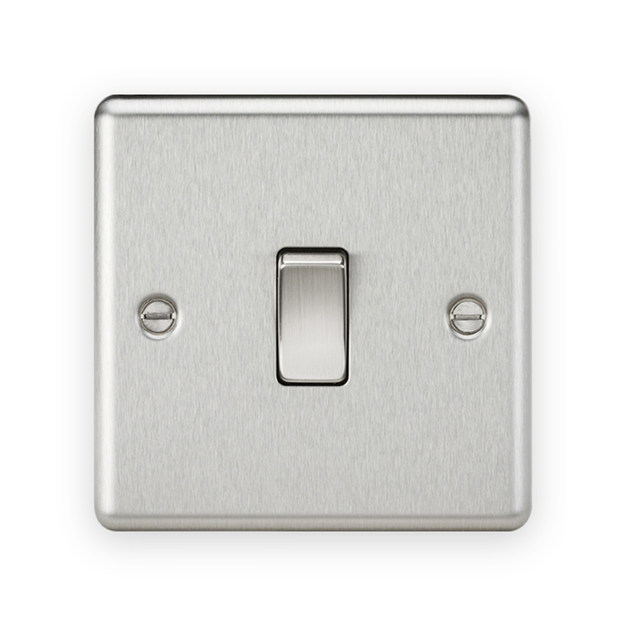 knightsbridge-10ax-1g-2-way-switch-brushed-chrome-5055832909682-gallery-01 Knightsbridge brushed chrome single-rocker light switch with fixing screws